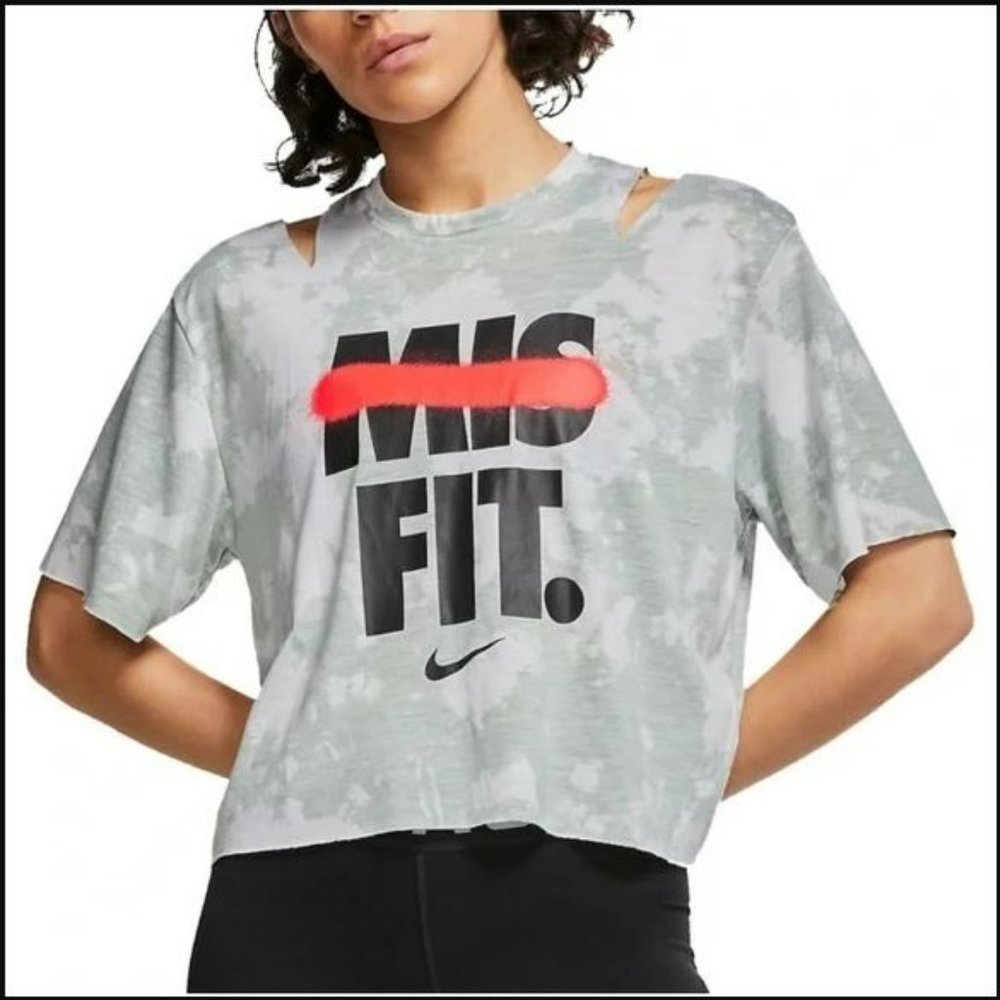 Nike MISFIT Cut Out Tee Crop Top Tie Dye
